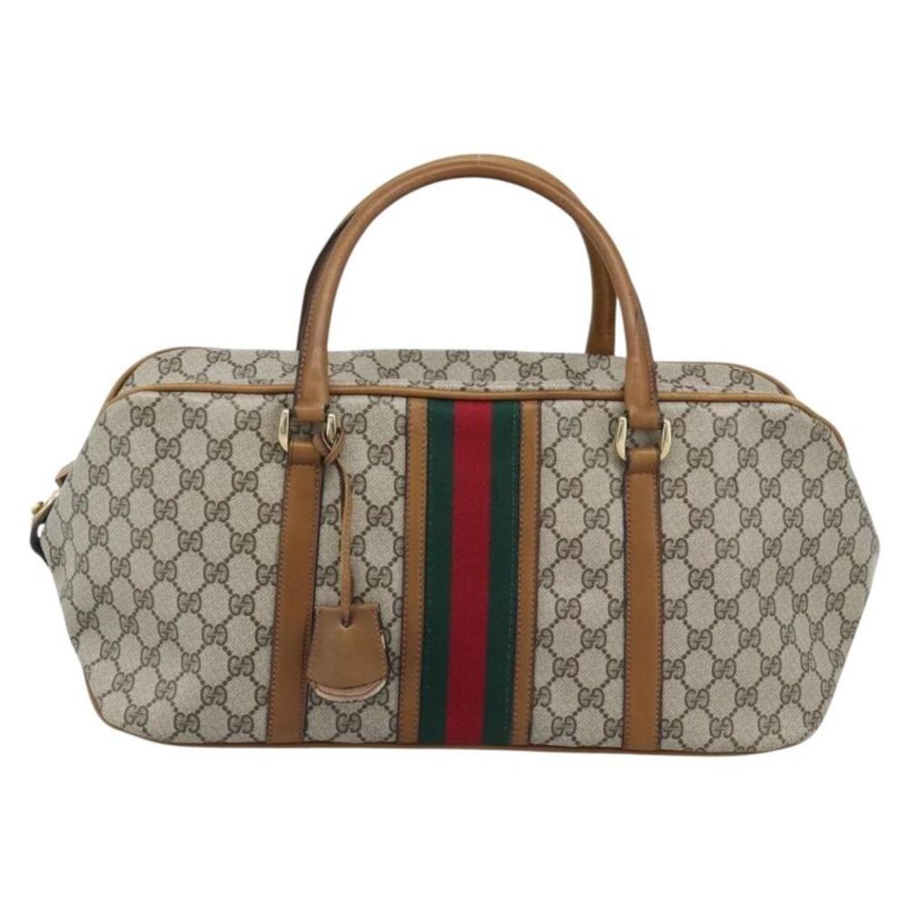 Gucci Zip Boston Gg Canvas Beige Pvc Handbag